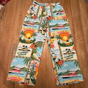 Women’s Wide Leg‎ Resort Wear Spring Break Beach Size Medium Pants Linen Blend